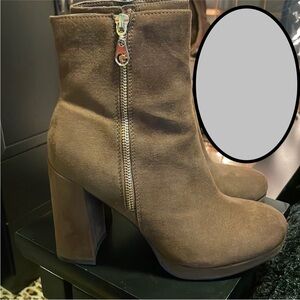 Guess Brown Heeled Boots with Suede Finish